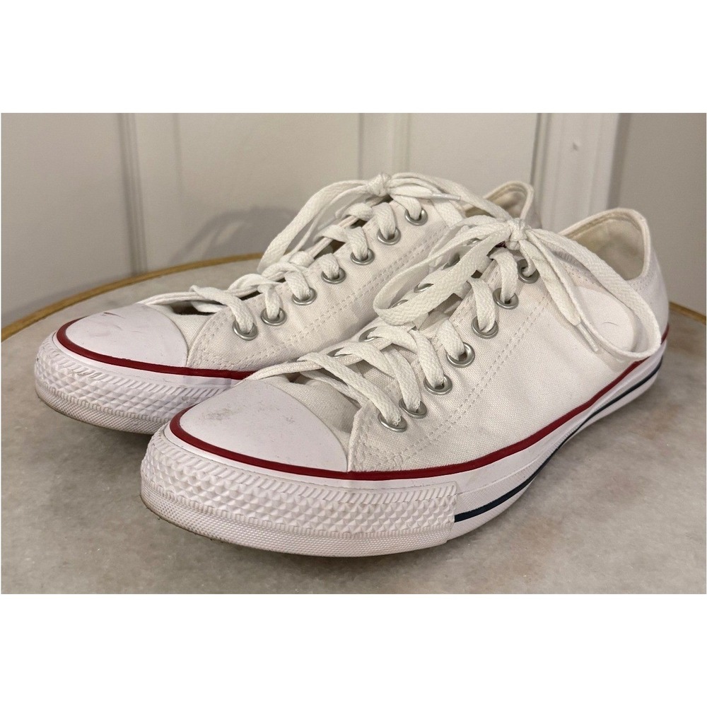 Converse Chuck Taylor All Star Low Top White Canvas Sneakers M 8.5/ W 10.5‎